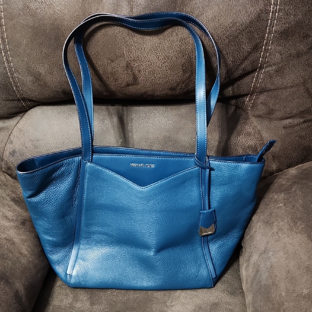 Michael Kors Blue Leather Tote Bag